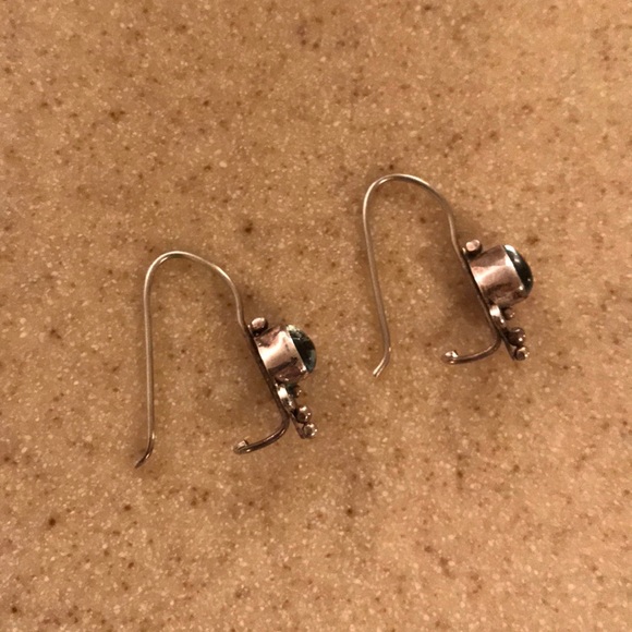 Sterling silver with light blue gem earrings - Picture 2 of 3